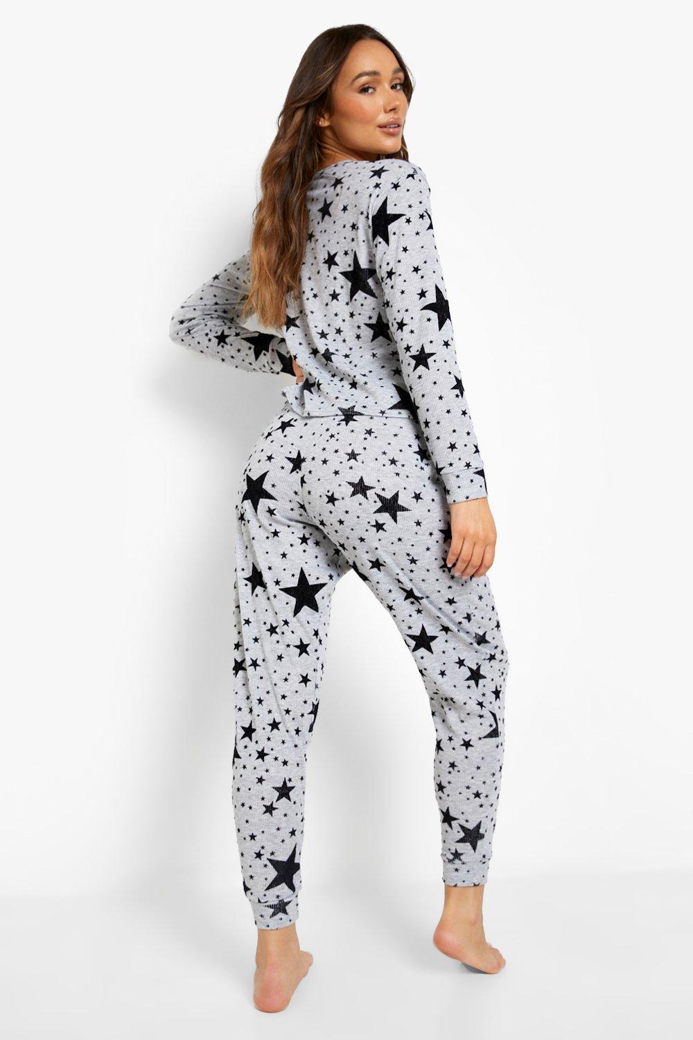 Flocked Star Oversized Sweat And Jogger Set boohoo IE
